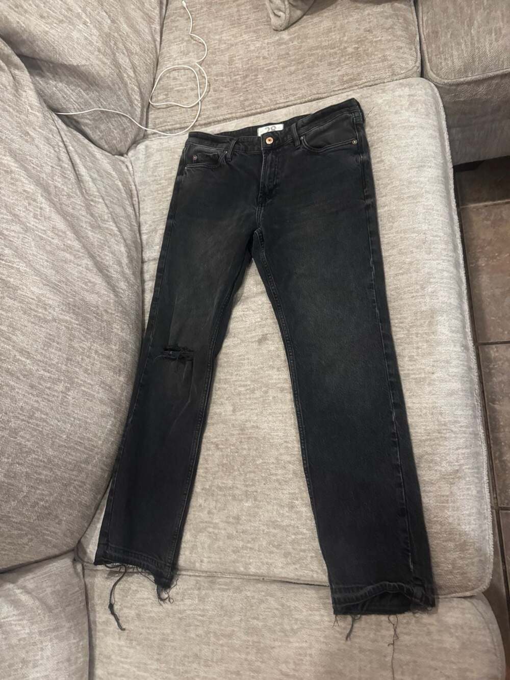 Free People Twenty Eight Distressed Black Denim Jeans Size 28
